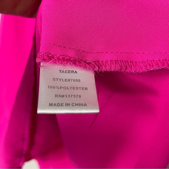 Tacera Hot Pink Blouse Sleeveless Top Medium Exposed Gold Zipper - Picture 3 of 5